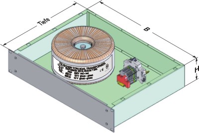 toroidal power transformer in 19"-insertion