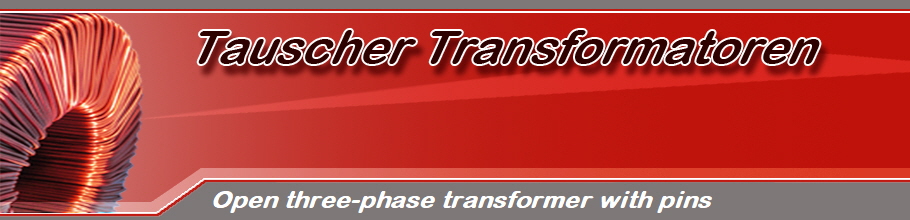 Open three-phase transformer with pins