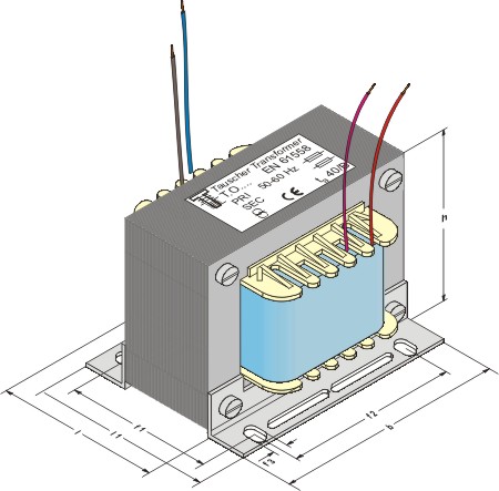 EI transformers with free wires, magnetic axis vertical