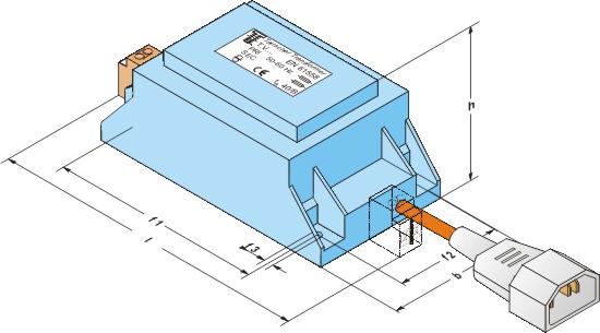 Potted EI transformers, long, with terminals