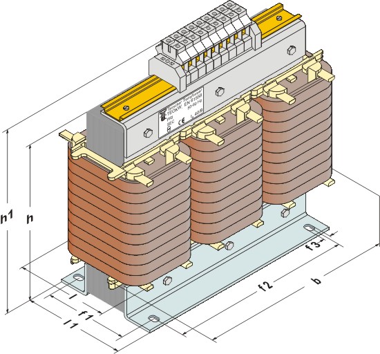 Polyphase transformers with cooling channels