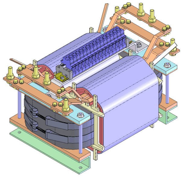 High current transformer with tappings