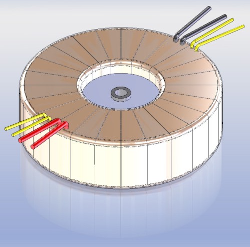 Toroidal isolating transformer 10 kVDC