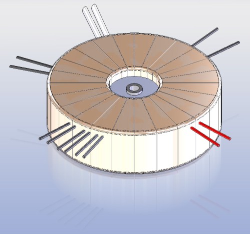 Toroidal transformer for low and high voltage supply