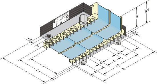 Open three-phase transformer with pins