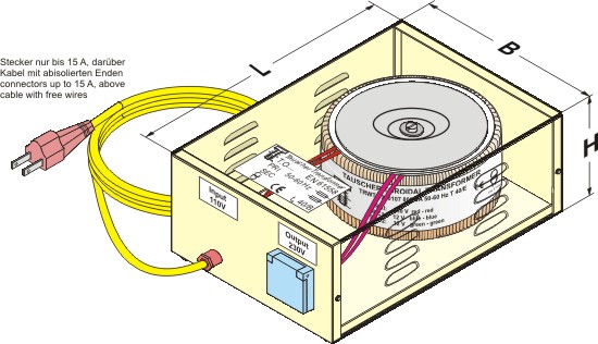 Toroidal adapting transformer in a housing