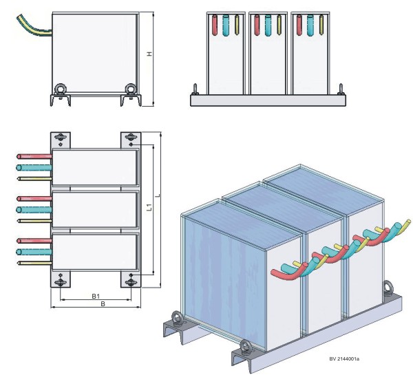 Potted three-phase toroidal transformer