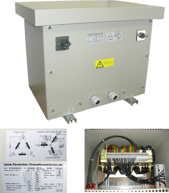 Three-phase isolating transformer