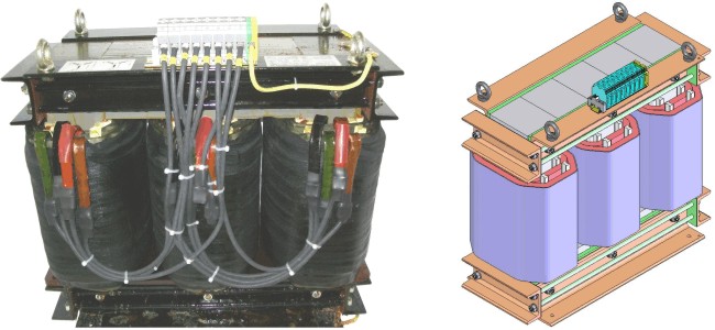 Three-phase transformer forwards and backwards