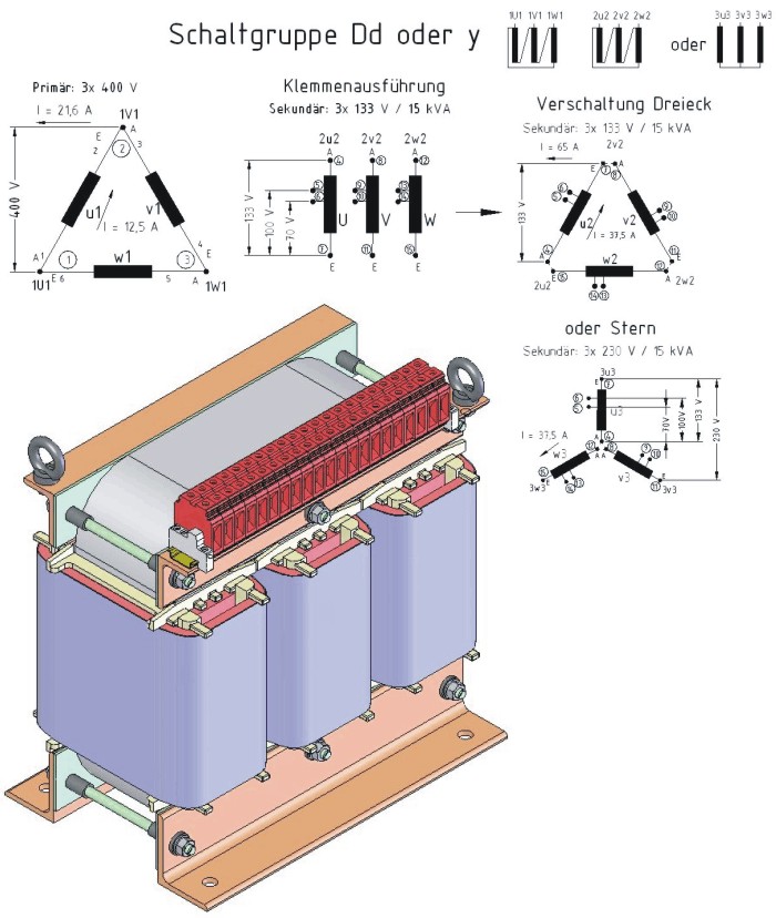 C-core three-phase transformer