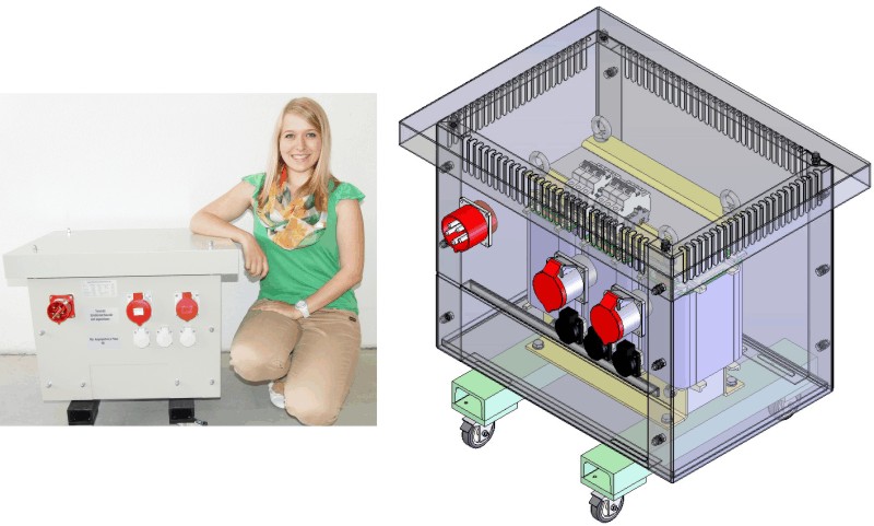 Three-phase lab transformer