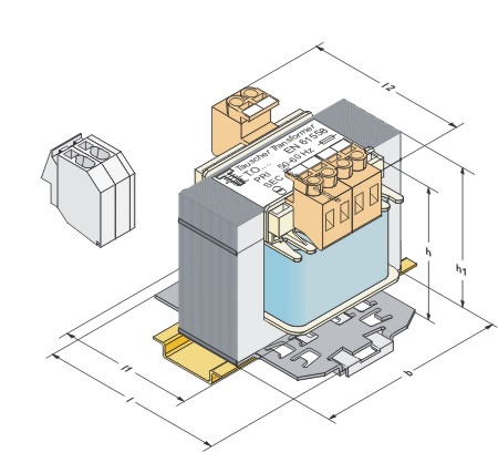 EI transformers welded with rail mounting