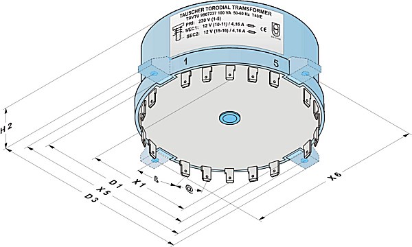 Ringkerntransformatoren vergossen mit Steckerzungen